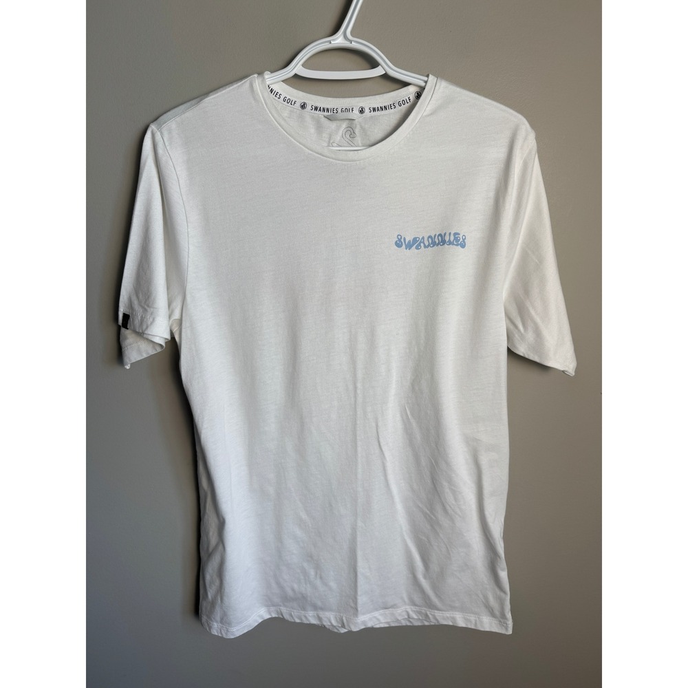 Swannies Mens White In The Water Graphic T-Shirt L Golf Summer Coastal Casual
